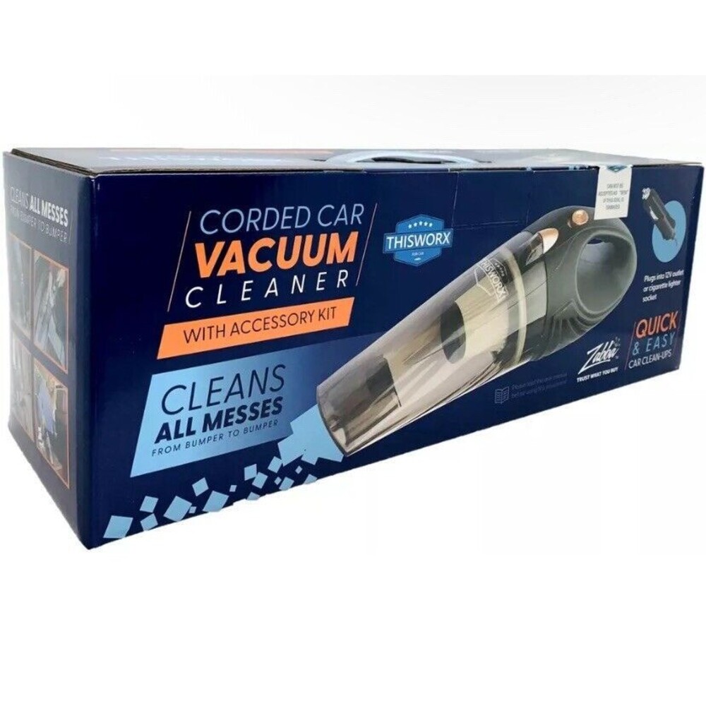 ThisWorx Corded Portable Car Vacuum Cleaner 16' Cable Accessory Kit HEPA Filter